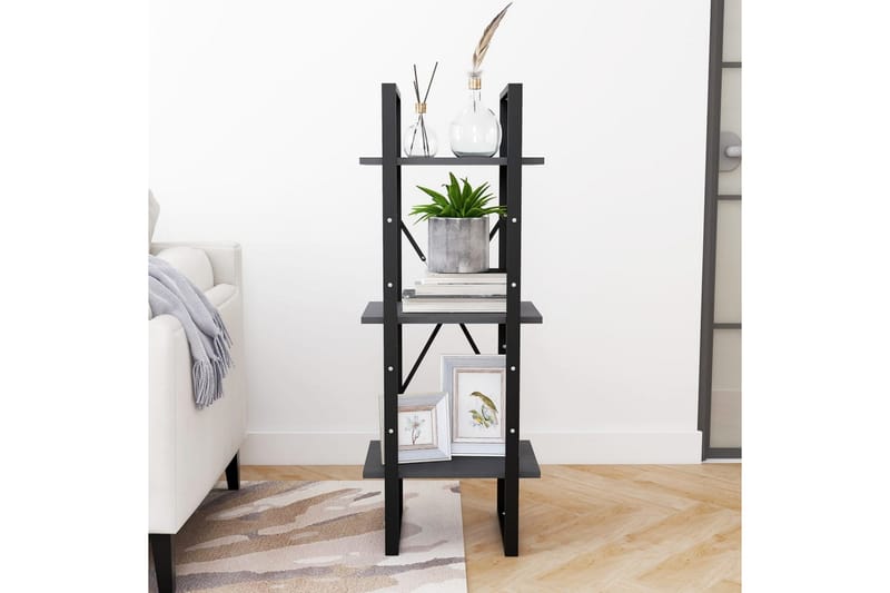bogreol med 3 hylder 40x30x105 cm massivt fyrretræ grå - Grå - Opbevaring - Hylder & Reoler - Bogreol
