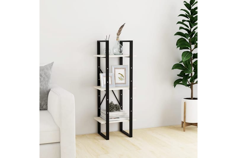bogreol med 3 hylder 40x30x105 cm massivt fyrretræ hvid - Hvid - Opbevaring - Hylder & Reoler - Bogreol