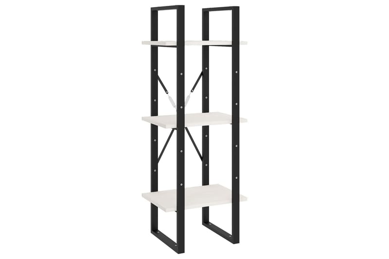 bogreol med 3 hylder 40x30x105 cm massivt fyrretræ hvid - Hvid - Opbevaring - Hylder & Reoler - Bogreol