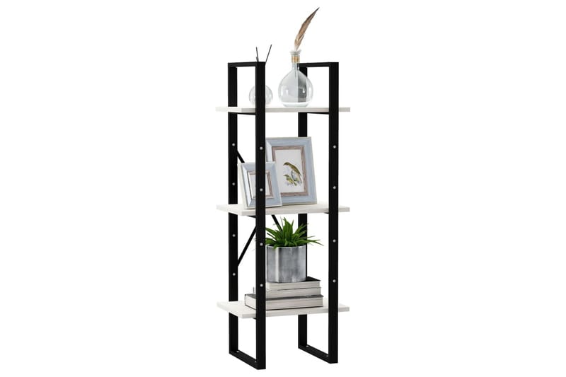 bogreol med 3 hylder 40x30x105 cm massivt fyrretræ hvid - Hvid - Opbevaring - Hylder & Reoler - Bogreol