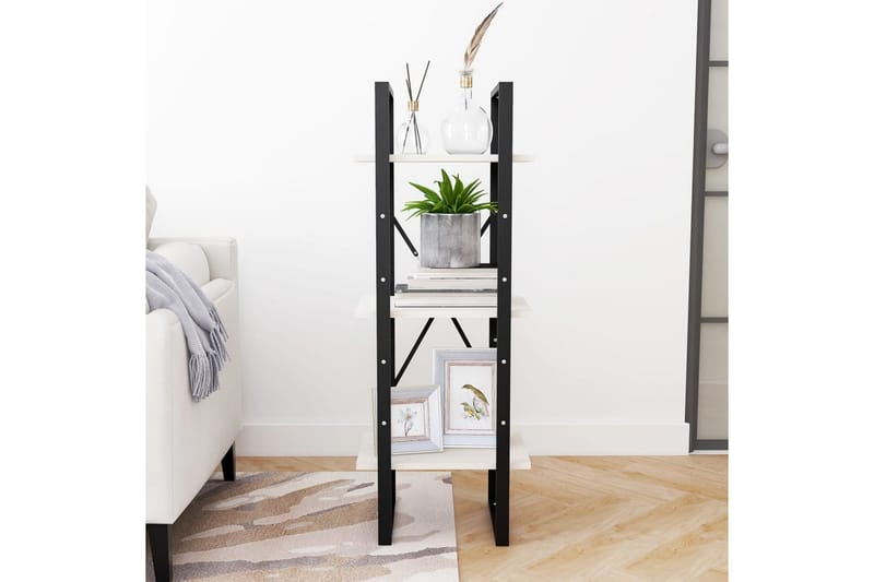 bogreol med 3 hylder 40x30x105 cm massivt fyrretræ hvid - Hvid - Opbevaring - Hylder & Reoler - Bogreol