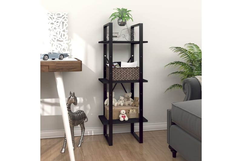 bogreol med 3 hylder 40x30x105 cm spånplade sort - Sort - Opbevaring - Hylder & Reoler - Bogreol