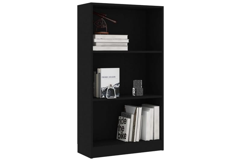 bogreol med 3 hylder 60 x 24 x 108 cm spånplade sort - Sort - Opbevaring - Hylder & Reoler - Bogreol