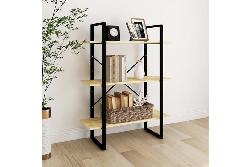 bogreol med 3 hylder 80x30x105 cm massivt fyrretræ - Brun - Opbevaring - Hylder & Reoler - Bogreol