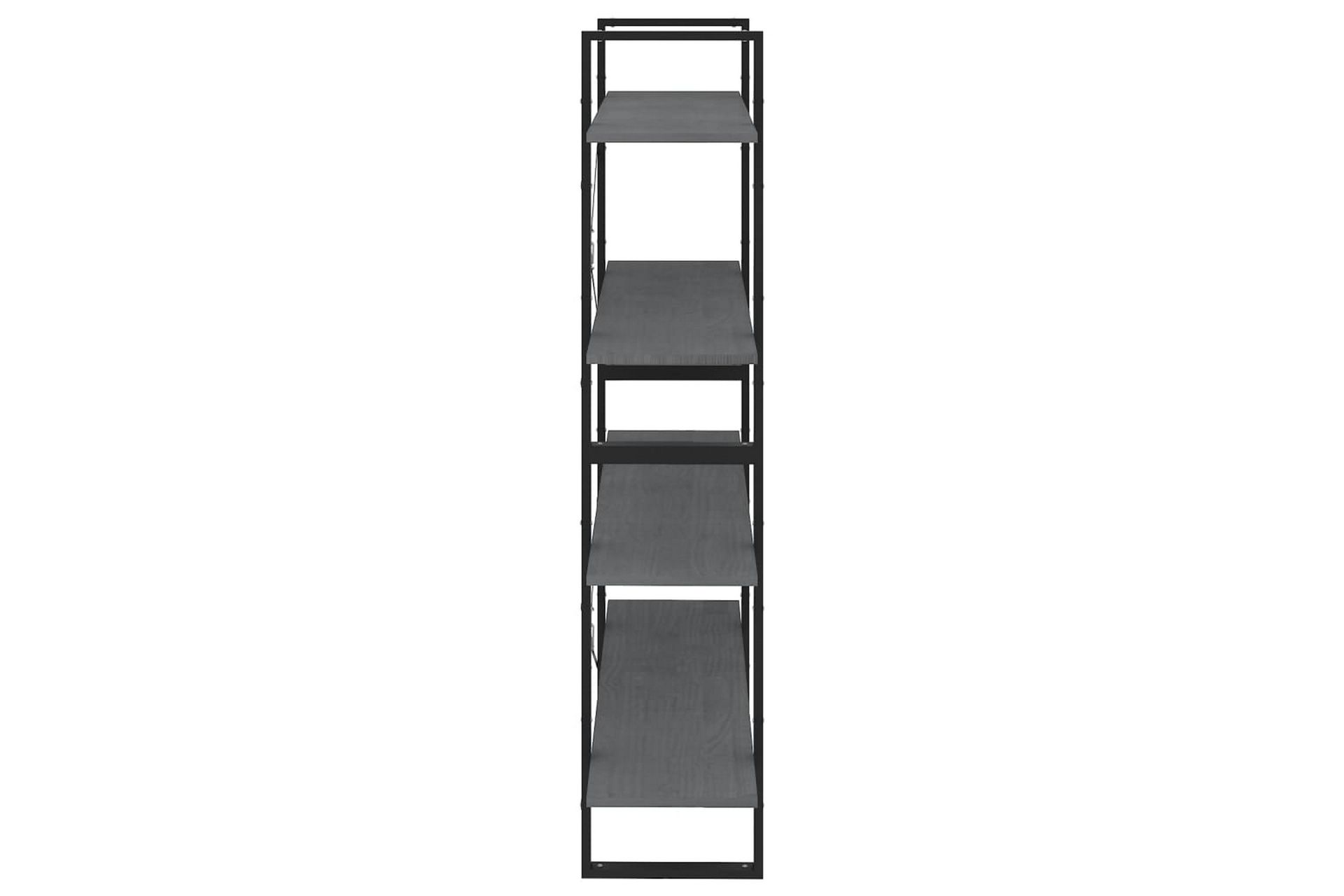 bogreol med 4 hylder 100x30x140 cm massivt fyrretræ grå - Grå - Opbevaring - Hylder & Reoler - Bogreol