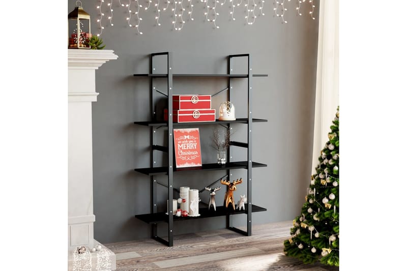 bogreol med 4 hylder 100x30x140 cm spånplade sort - Sort - Opbevaring - Hylder & Reoler - Bogreol
