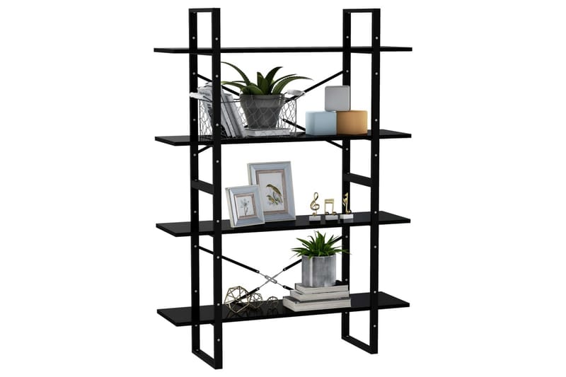 bogreol med 4 hylder 100x30x140 cm spånplade sort - Sort - Opbevaring - Hylder & Reoler - Bogreol