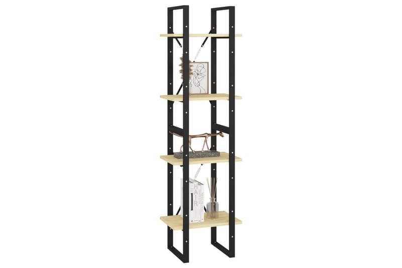 bogreol med 4 hylder 40x30x140 cm massivt fyrretræ - Brun - Opbevaring - Hylder & Reoler - Bogreol