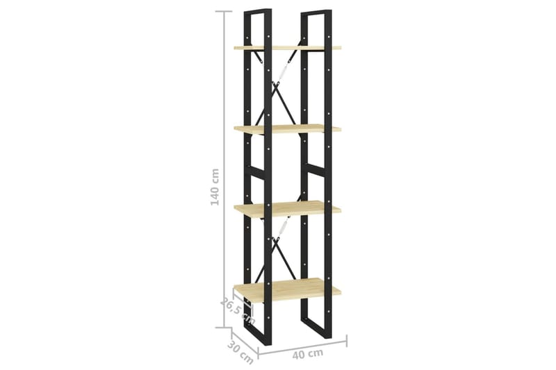 bogreol med 4 hylder 40x30x140 cm massivt fyrretræ - Brun - Bogreol