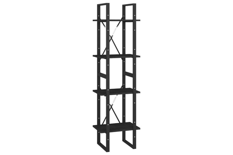 bogreol med 4 hylder 40x30x140 cm massivt fyrretræ sort - Sort - Opbevaring - Hylder & Reoler - Bogreol
