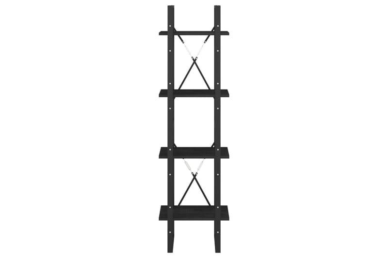 bogreol med 4 hylder 40x30x140 cm massivt fyrretræ sort - Sort - Opbevaring - Hylder & Reoler - Bogreol