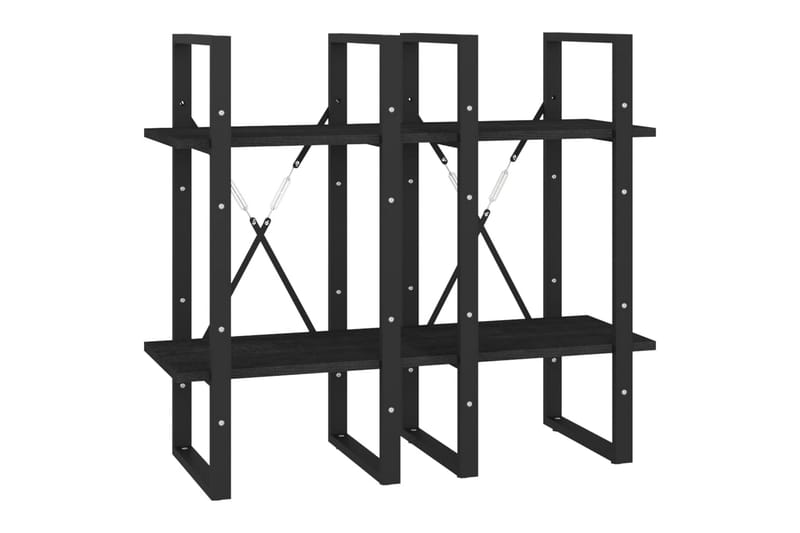 bogreol med 4 hylder 40x30x140 cm massivt fyrretræ sort - Sort - Opbevaring - Hylder & Reoler - Bogreol