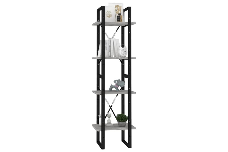 bogreol med 4 hylder 40x30x140 cm spånplade betongrå - Grå - Opbevaring - Hylder & Reoler - Bogreol