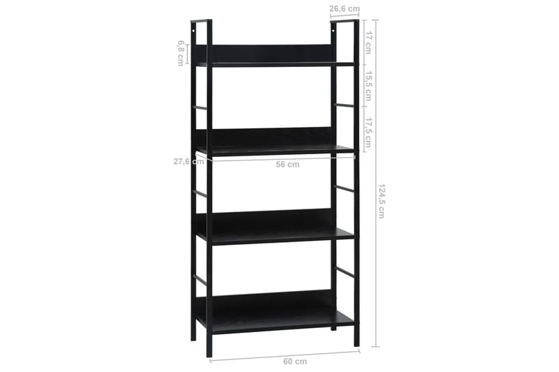 Bogreol Med 4 Hylder 60X27,6X124,5 cm Spånplade Sort - Opbevaring - Hylder & Reoler - Bogreol