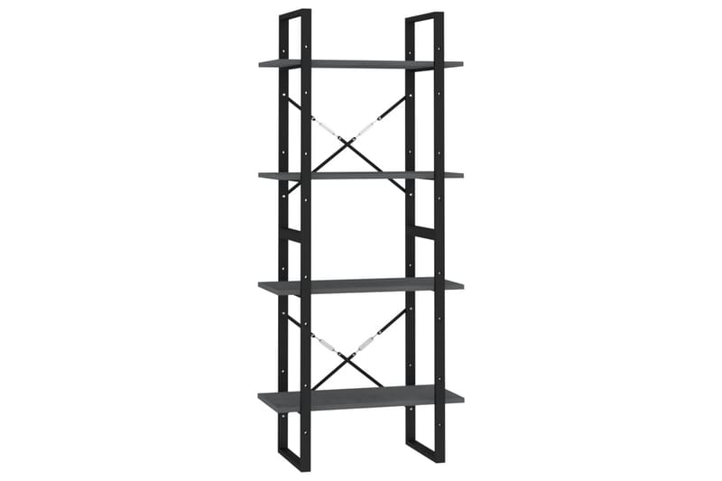 bogreol med 4 hylder 60x30x140 cm massivt fyrretræ grå - Grå - Bogreol