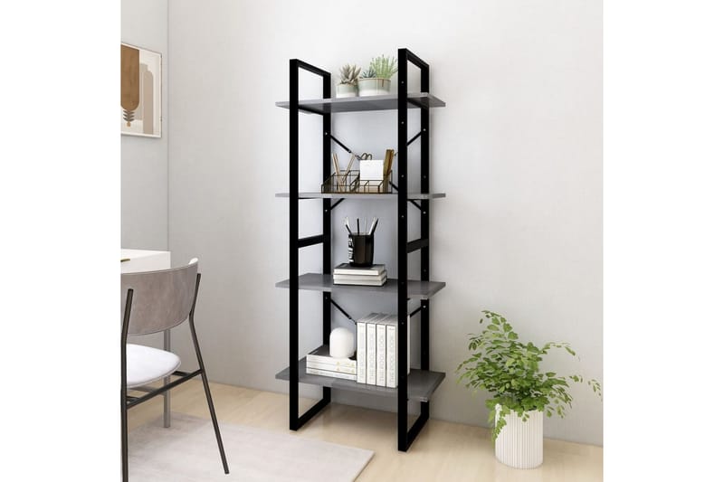 bogreol med 4 hylder 60x30x140 cm massivt fyrretræ grå - Grå - Opbevaring - Hylder & Reoler - Bogreol