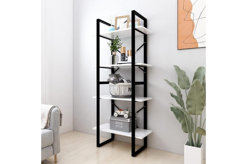 bogreol med 4 hylder 60x30x140 cm spånplade hvid - Hvid - Opbevaring - Hylder & Reoler - Bogreol