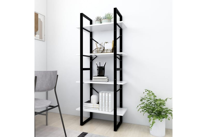 bogreol med 4 hylder 60x30x140 cm spånplade hvid - Hvid - Opbevaring - Hylder & Reoler - Bogreol