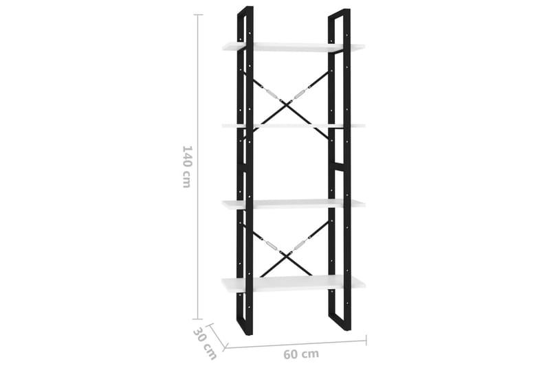 bogreol med 4 hylder 60x30x140 cm spånplade hvid - Hvid - Opbevaring - Hylder & Reoler - Bogreol