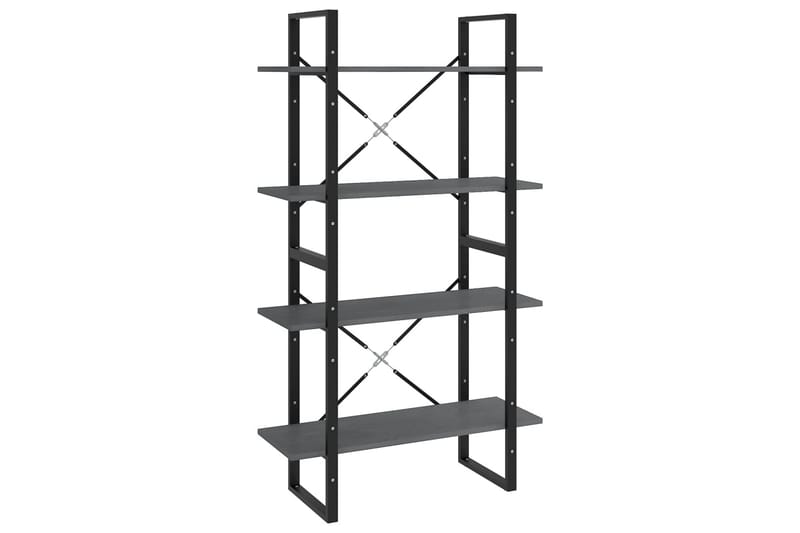 bogreol med 4 hylder 80x30x140 cm massivt fyrretræ grå - Grå - Opbevaring - Hylder & Reoler - Bogreol