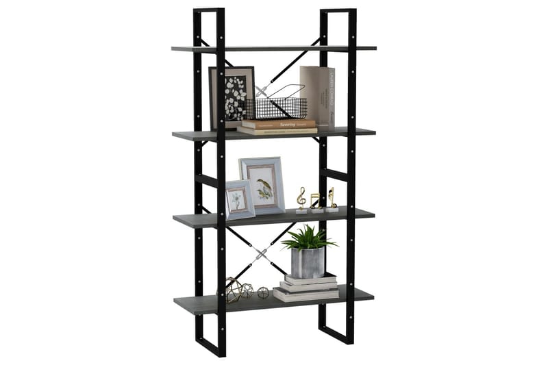 bogreol med 4 hylder 80x30x140 cm massivt fyrretræ grå - Grå - Opbevaring - Hylder & Reoler - Bogreol