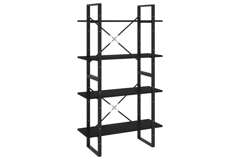 bogreol med 4 hylder 80x30x140 cm massivt fyrretræ sort - Sort - Opbevaring - Hylder & Reoler - Bogreol