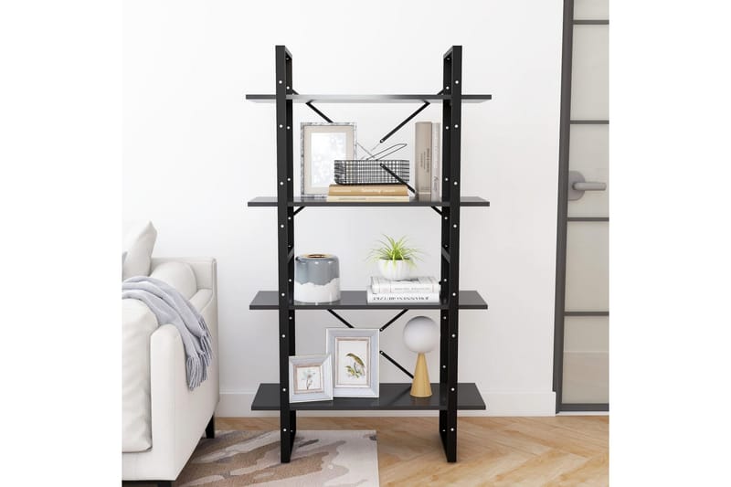 bogreol med 4 hylder 80x30x140 cm spånplade grå - Grå - Opbevaring - Hylder & Reoler - Bogreol