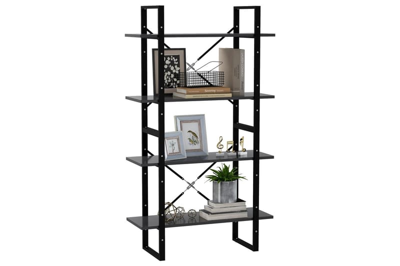 bogreol med 4 hylder 80x30x140 cm spånplade grå - Grå - Opbevaring - Hylder & Reoler - Bogreol