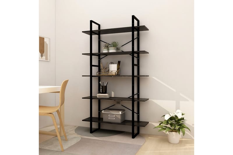 bogreol med 5 hylder 100x30x175 cm fyrretræ sort - Sort - Opbevaring - Hylder & Reoler - Bogreol