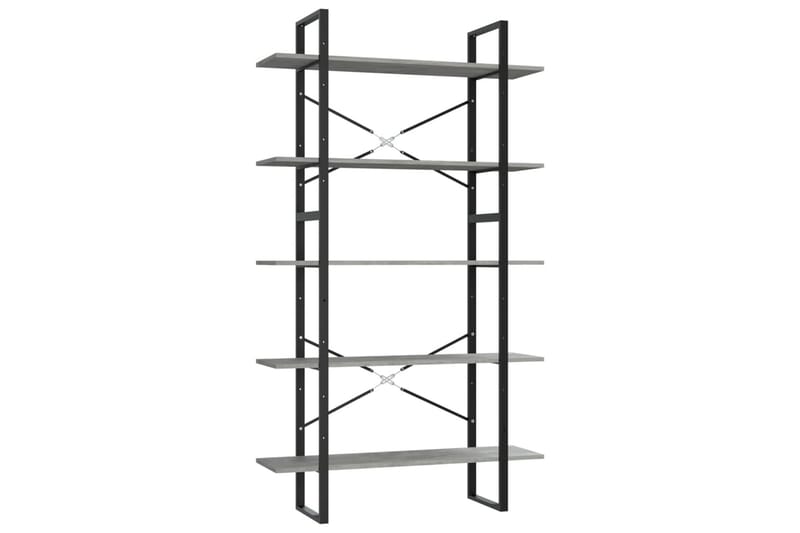 bogreol med 5 hylder 100x30x175 cm spånplade betongrå - Grå - Opbevaring - Hylder & Reoler - Bogreol