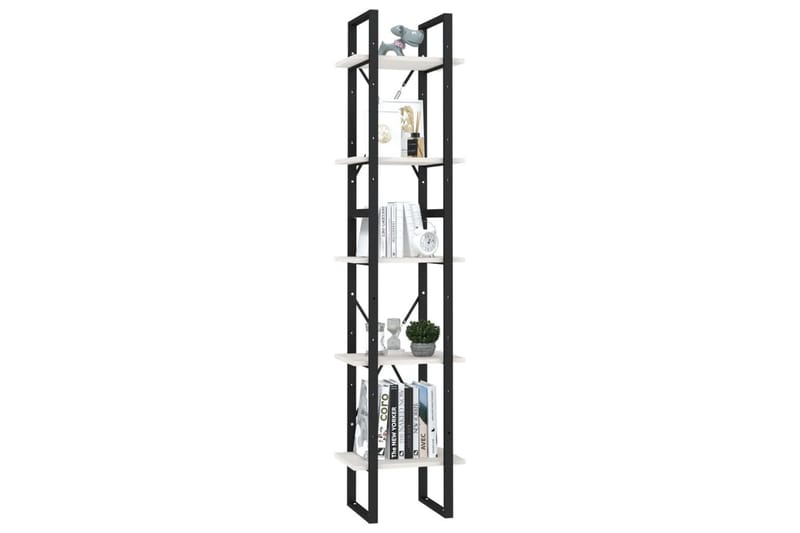 bogreol med 5 hylder 40x30x175 cm fyrretræ hvid - Hvid - Opbevaring - Hylder & Reoler - Bogreol