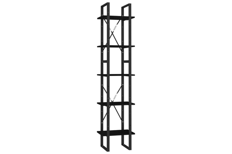 bogreol med 5 hylder 40x30x175 cm fyrretræ sort - Sort - Opbevaring - Hylder & Reoler - Bogreol