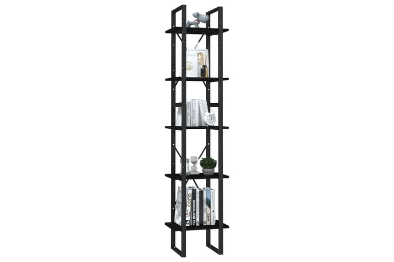 bogreol med 5 hylder 40x30x175 cm fyrretræ sort - Sort - Opbevaring - Hylder & Reoler - Bogreol