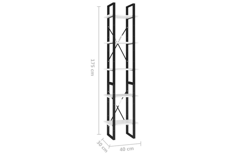 bogreol med 5 hylder 40x30x175 cm spånplade hvid - Hvid - Opbevaring - Hylder & Reoler - Bogreol