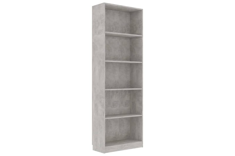 bogreol med 5 hylder 60 x 24 x 175 cm spånplade betongrå - Grå - Opbevaring - Hylder & Reoler - Bogreol