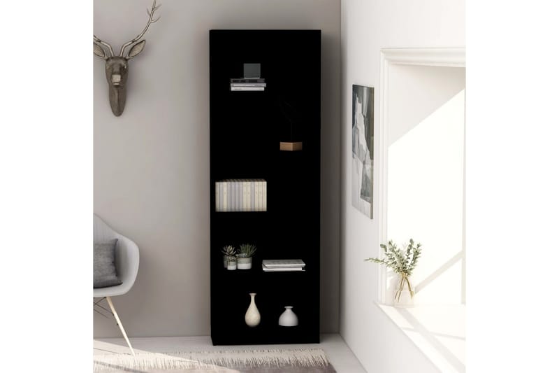 bogreol med 5 hylder 60 x 24 x 175 cm spånplade sort - Sort - Opbevaring - Hylder & Reoler - Bogreol