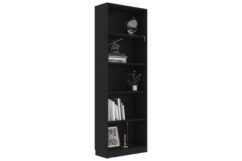 bogreol med 5 hylder 60 x 24 x 175 cm spånplade sort - Sort - Opbevaring - Hylder & Reoler - Bogreol