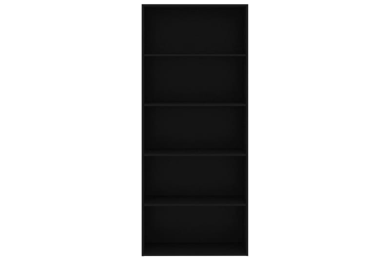 bogreol med 5 hylder 80 x 30 x 189 cm spånplade sort - Sort - Bogreol