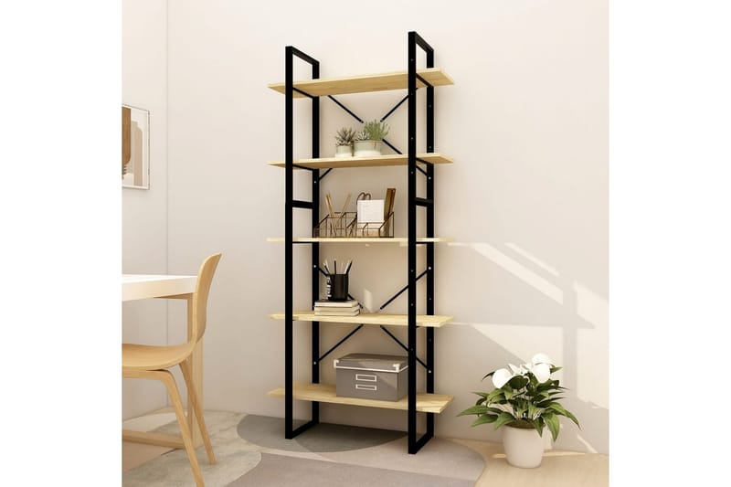 bogreol med 5 hylder 80x30x175 cm fyrretræ - Brun - Opbevaring - Hylder & Reoler - Bogreol