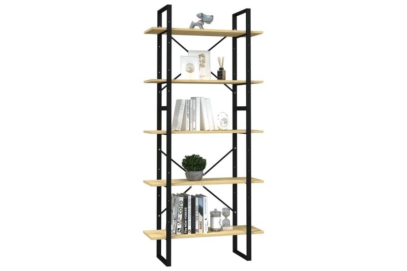 bogreol med 5 hylder 80x30x175 cm fyrretræ - Brun - Opbevaring - Hylder & Reoler - Bogreol