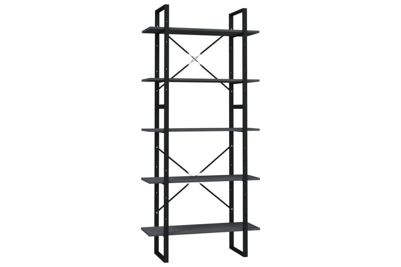 bogreol med 5 hylder 80x30x175 cm fyrretræ grå - Grå - Opbevaring - Hylder & Reoler - Bogreol