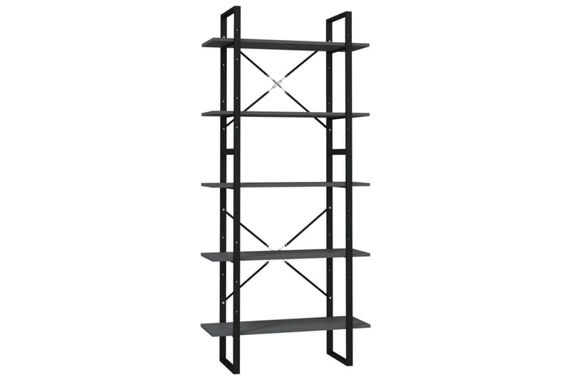 bogreol med 5 hylder 80x30x175 cm spånplade grå - Grå - Opbevaring - Hylder & Reoler - Bogreol