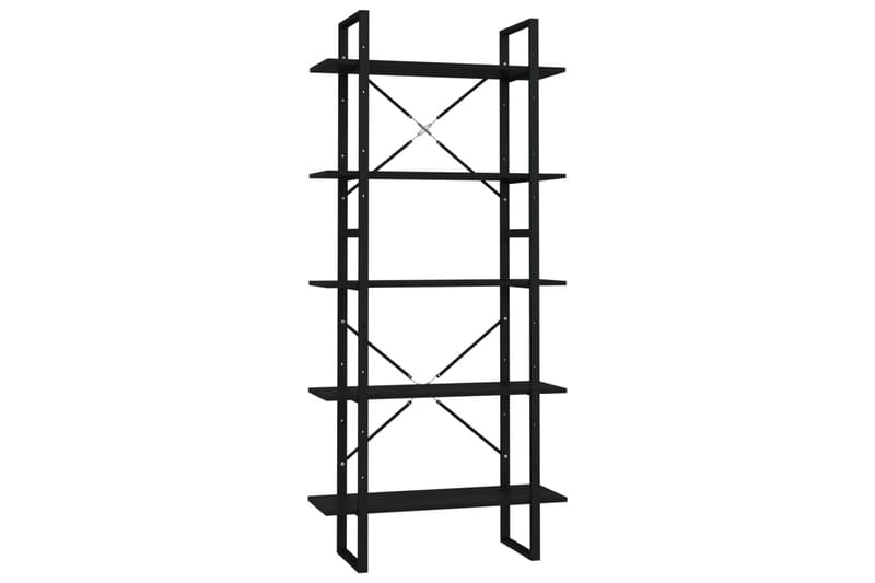 bogreol med 5 hylder 80x30x175 cm spånplade sort - Sort - Opbevaring - Hylder & Reoler - Bogreol