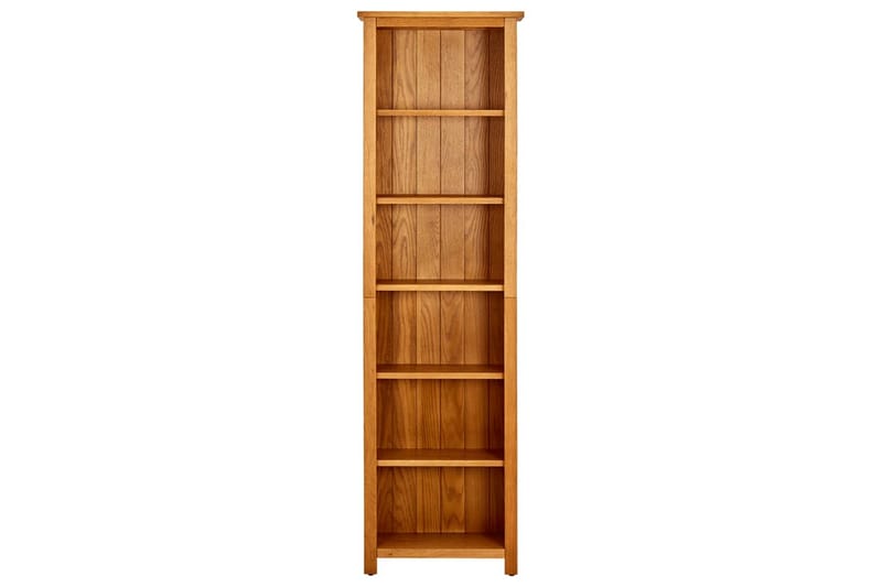 bogreol med 6 hylder 52x22x180 cm massivt egetræ - Brun - Opbevaring - Hylder & Reoler - Bogreol