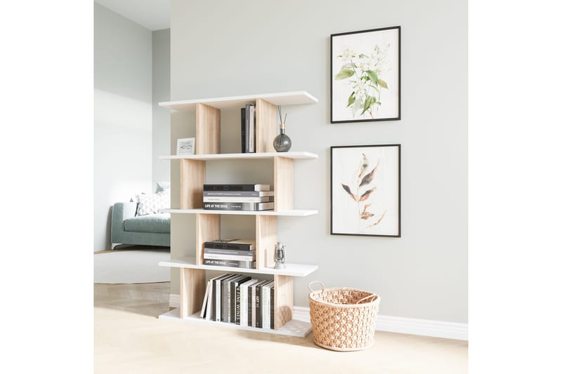 Bogreol Nachusa bogreol 90x25 cm Træ/Natur, Hvid - Opbevaring - Hylder & Reoler - Bogreol