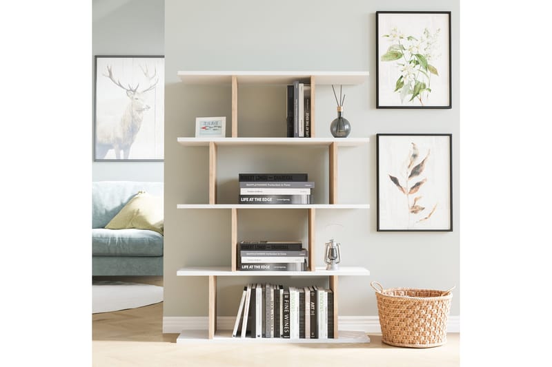 Bogreol Nachusa bogreol 90x25 cm Træ/Natur, Hvid - Opbevaring - Hylder & Reoler - Bogreol