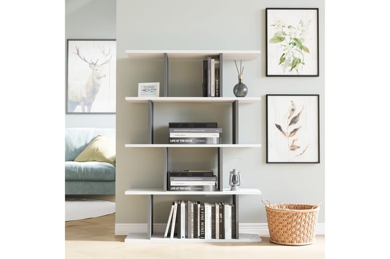 Bogreol NO_BRAND Nachusa bogreol 90x25 cm Hvid,Antracit - Opbevaring - Hylder & Reoler - Bogreol