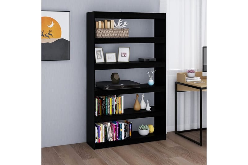 bogreol/rumdeler 100x30x167,5 cm massivt fyrretræ sort - Sort - Opbevaring - Hylder & Reoler - Bogreol