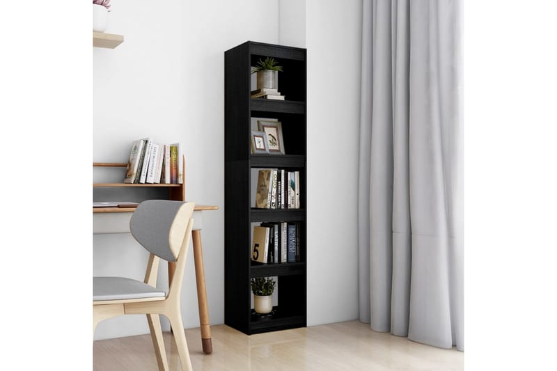 bogreol/rumdeler 40x30x167,5 cm massivt fyrretræ sort - Sort - Opbevaring - Hylder & Reoler - Bogreol