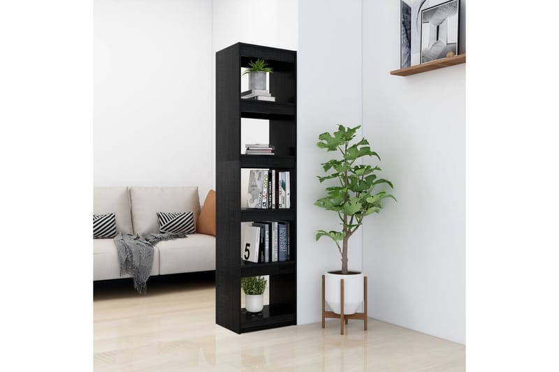 bogreol/rumdeler 40x30x167,5 cm massivt fyrretræ sort - Sort - Opbevaring - Hylder & Reoler - Bogreol